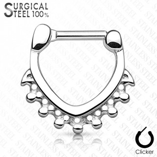 Piercing septum en acier  triangle perl