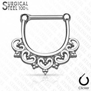 Piercing septum en acier bord de petits coeurs perls