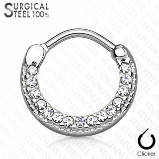 Piercing septum en acier constell de cristaux