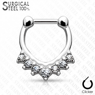 Piercing septum en acier design chevron