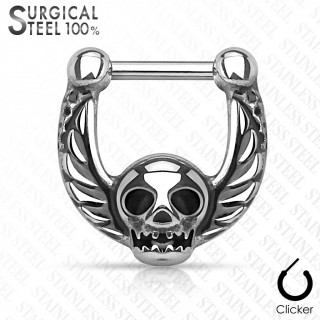 Piercing septum en acier en forme de tte de mort aile