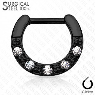 Piercing septum en acier ponctu de 5 strass clairs