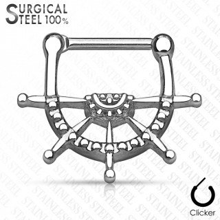 Piercing septum en acier style barre à roue