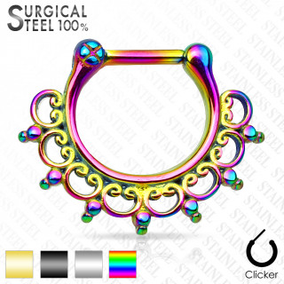 Piercing septum en acier style ventail tribal