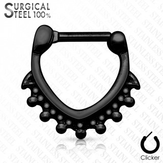 Piercing septum noir en acier  triangle perl