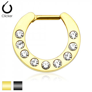 Piercing septum plaqu IP et serti de 9 pierres