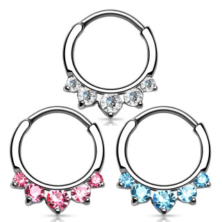 Piercing septum serti de 5 pierres irrgulires