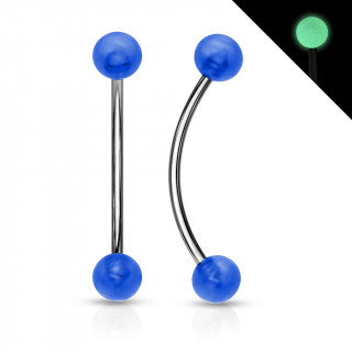 Piercing snake eyes courb  boules fluorescentes - Bleu