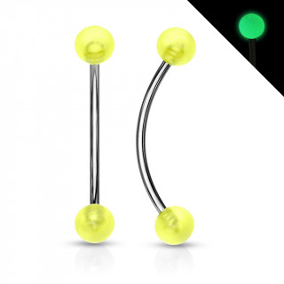 Piercing snake eyes courbé à boules fluorescentes - Vert