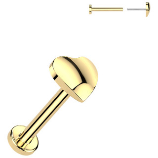 Piercing stud Titane dor push-in  petit coeur (narine, tragus, hlix...)