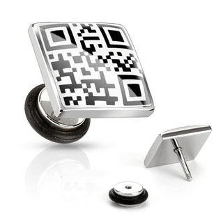 Piercing style faux plug  message QRcode