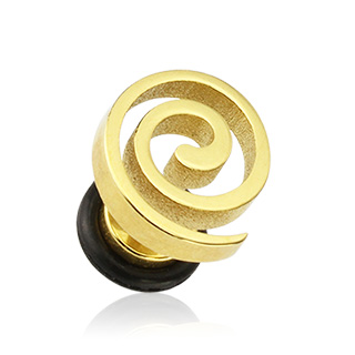 Piercing style faux plug  spirale dore