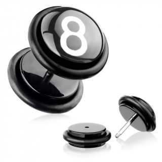 Piercing style faux plug en acrylique - Billard "boule 8"