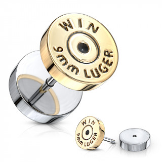 Piercing style faux plug imitation balle de pistolet