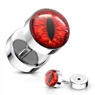 Piercing style faux plug  oeil de serpent - Rouge