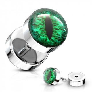 Piercing style faux plug  oeil de serpent - Vert