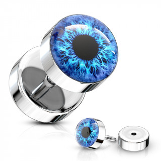 Piercing style faux plug  oeil humain - Bleu