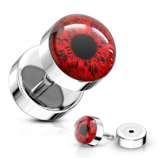 Piercing style faux plug  oeil humain - Rouge