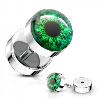 Piercing style faux plug  oeil humain - Vert