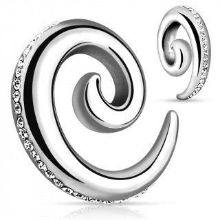 Piercing taper en spirale pave de pierres claires