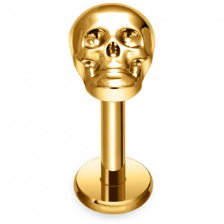 Piercing tte de mort en Titane dor  filetage interne (lvre et oreille)