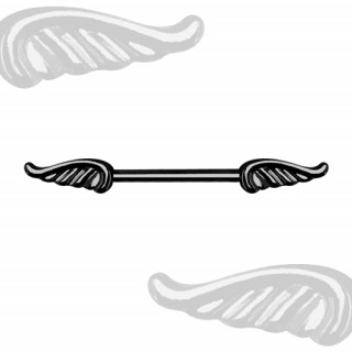 Piercing tton  ailes d'ange en acier plaqu PVD noir