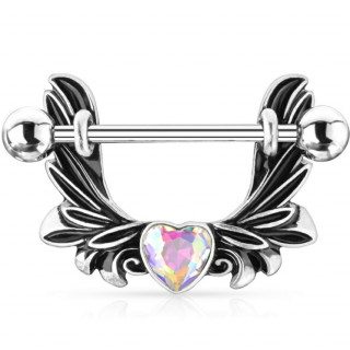 Piercing tton  ailes d'ange vintages et coeur aurore borale