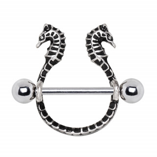Piercing téton à bouclier d'hippocampes