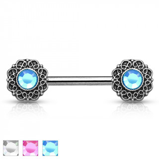 Piercing tton  couronnes de coeurs avec strass