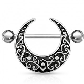 Piercing tton  croissant de lune argent antique