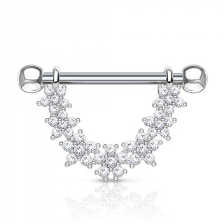 Piercing tton  7 fleurs relies paves de strass