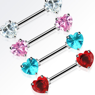 Piercing t�ton � pierres en coeurs