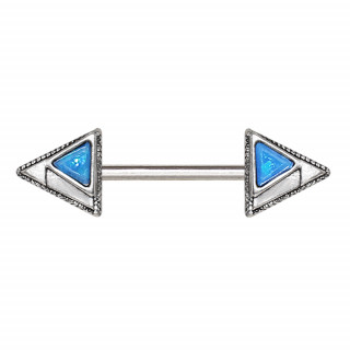 Piercing tton  triangles sertis d'opales bleue