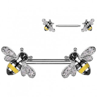 Piercing tton  abeilles  ailes zirconiums