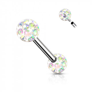 Piercing tton acier  boules frido (filetage interne) - Aurore Borale