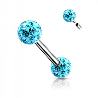 Piercing tton acier  boules frido (filetage interne) - Bleu aqua