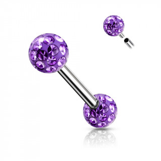 Piercing tton acier  boules frido (filetage interne) - Violet Tanzanite