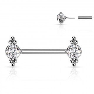 Piercing tton acier push-in  strass et triangles de perles