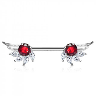 Piercing tton ailes d'ange majestueuses  strass clairs et rouge