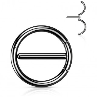 Piercing téton anneau à double segment en acier Noir