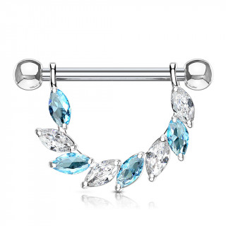 Piercing tton  arc de pierres bleues et claires tailles en marquises