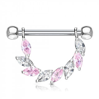 Piercing tton  arc de pierres roses et claires tailles en marquises