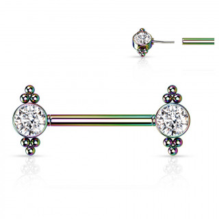 Piercing tton Arc en ciel push-in  strass et triangles de perles