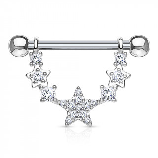 Piercing tton arc d'toiles pav de strass