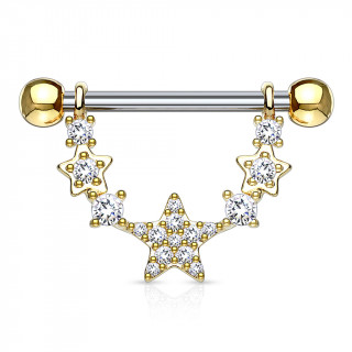 Piercing tton arc d'toiles pav de strass - Dor