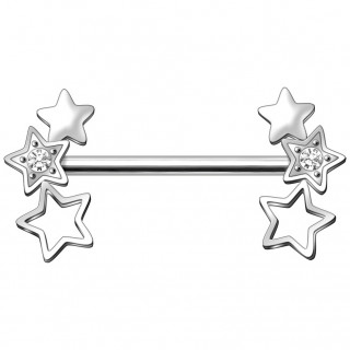 Piercing téton à arcs d'étoiles avec strass