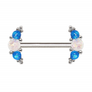 Piercing tton  arcs d'opales bleues et blanches