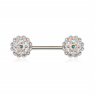 Piercing tton avec fleurs en laiton serties zirconium