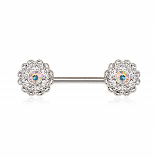 Piercing tton avec fleurs en laiton serties zirconium