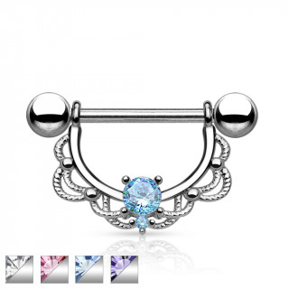 Piercing tton barbell en acier  arc en laiton dcor avec strass